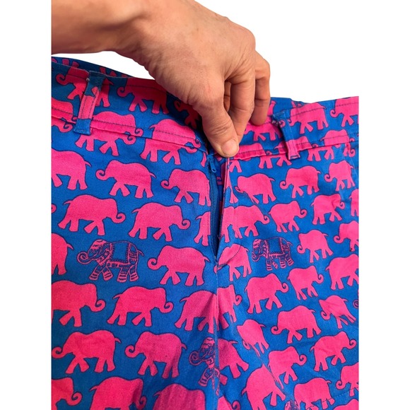 Women's Blue Pink Elephant Print Shorts Casual Summer Beach Vacation Size M - Picture 15 of 16